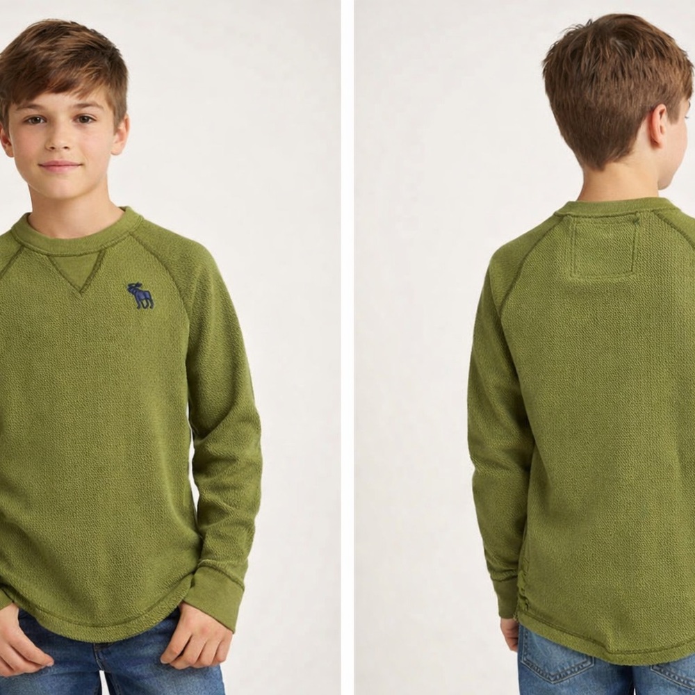 Abercrombie & Fitch Olive Green Waffle Knit Thermal Size S Y2K Boys
